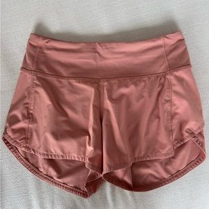 Women’s lululemon speed up mid-rise lined 4” shorts, size 4, Pink Savannah